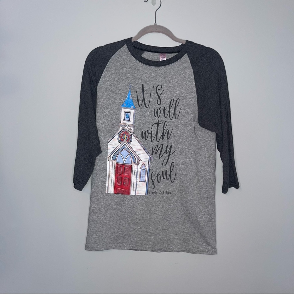 Gray Baseball Half Sleeve T-Shirt It Is Well With My Soul - Size Small